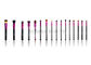 42PCs volle Linie kosmetischer Make-upbürsten-Satz mit rosa Aluminiumzwinge u. schwarzem MattHolzgriff