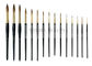 Fabelhafte Natur reine Nagel-Kunst-Bürsten Kolinsky runde mit Goldzwinge und schwarzem Griff 15 PCS