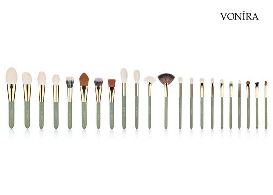 Vonira Custom Großhandel Natürliche weiße Ziegenhaar Make-up Langes Blending Pulver Pinsel mit Private Label Service
