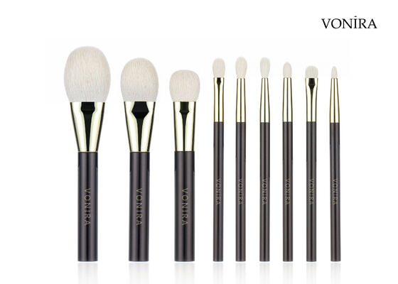 Vonira Custom Großhandel Natürliches Weißes Ziegenhaar Flacher Dunkelbrauner Griff Creme Flüssig-Make-up-Pinsel