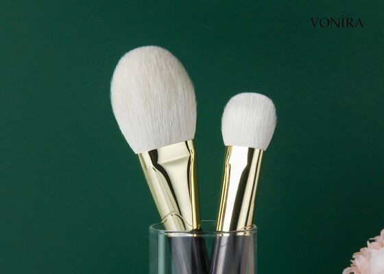 Vonira Custom Großhandel Natürliches Weißes Ziegenhaar Flacher Dunkelbrauner Griff Creme Flüssig-Make-up-Pinsel