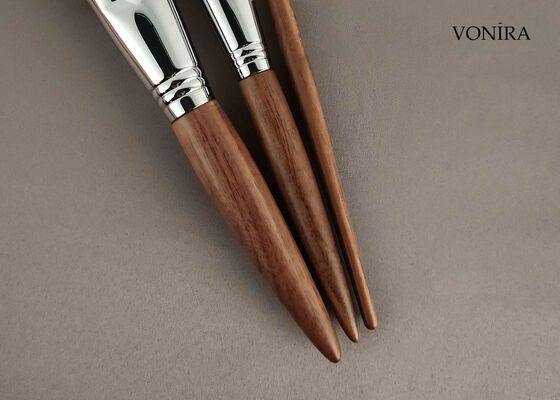 Vonira Custom Großhandel Natürliches Weißes Ziegenhaar Braun Ebenholz Griff Make-up Augenlid Blending Bürste