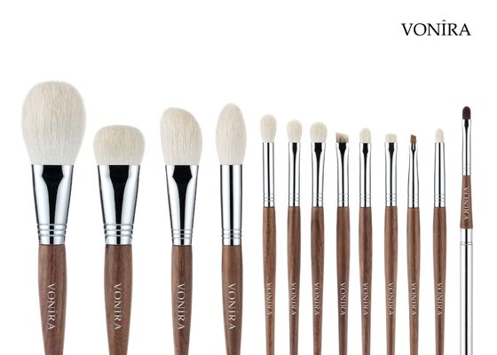Vonira Custom Großhandel Natürliches weißes Ziegenhaar brauner Ebenholzgriff Smoky Eye Diffusing Pinsel