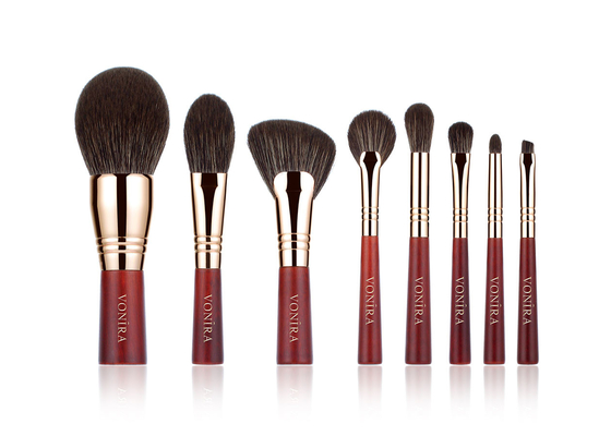 Vonira-Schönheit rote Rosy Color Essential Travel Brush stellte Grausamkeits-freie 8-teilige Mini Face Eye Makeup Brush-Ausrüstung 100% des strengen Vegetariers ein