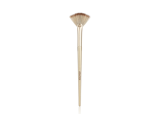 Vonira Schönheitsstudio Make-up Kosmetik Highlighter Ventilator Bürste mit goldenem Aluminium Ferrule Birke Holzgriff