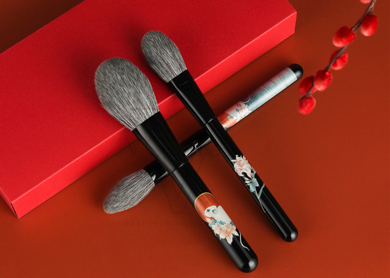 Vegane Antibakterielle Nachhaltige Make-up-Pulverbürste mit Maisfaser und Glitter Birkenholzgriff