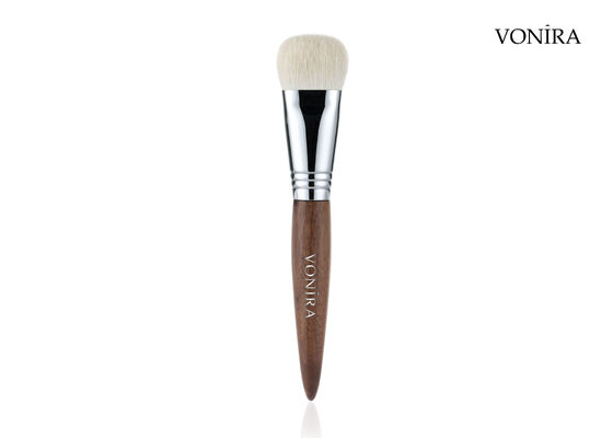 Vonira Custom Großhandel Natürliches Weißes Ziegenhaar Braun Ebenholz Griff Gesichtsmake-up Foundation Bürste