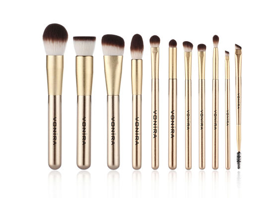 Vonira-Goldsynthetisches Make-up bürstet 11pcs mit Eigenmarke