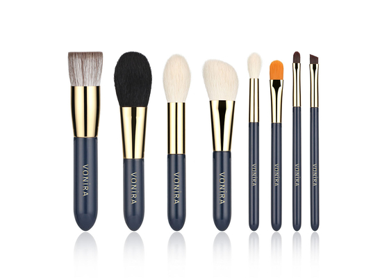Natürliches Großhandelseigenmarken-Logo des Ziegen-Haar-8Pcs Mini Travel Makeup Brushes Set
