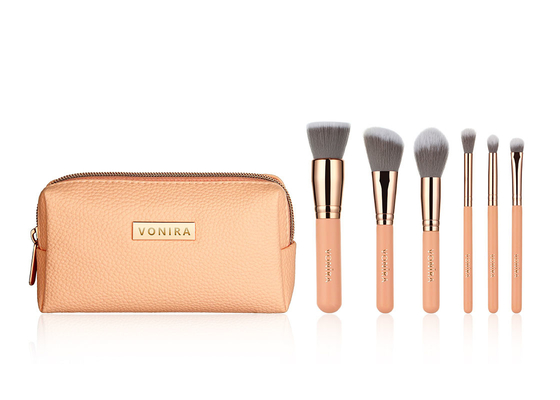 Fall Vonira-Mode-Mini Travel Makeup Brush Sets Rosy Pink Color With Zipper
