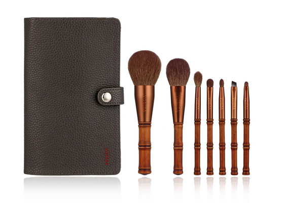 Vonira-Schönheit Mini Travel Bamboo Makeup Brushes stellte mit Speicherfall-Satz ein