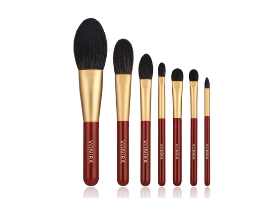 Bürsten-Satz Vonira wesentlicher Make-up7pcs mit natürlicher Ziegen-Haar-Goldzwinge